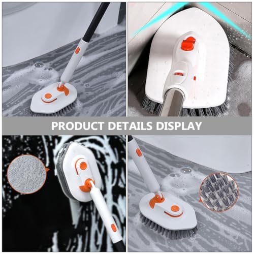 Brosse de sol polyvalente avec manche télescopique 3 sections pour carrelage