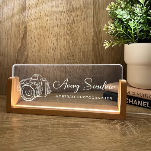 Personalized Name & Title Desk Name Plate Wood Stand |