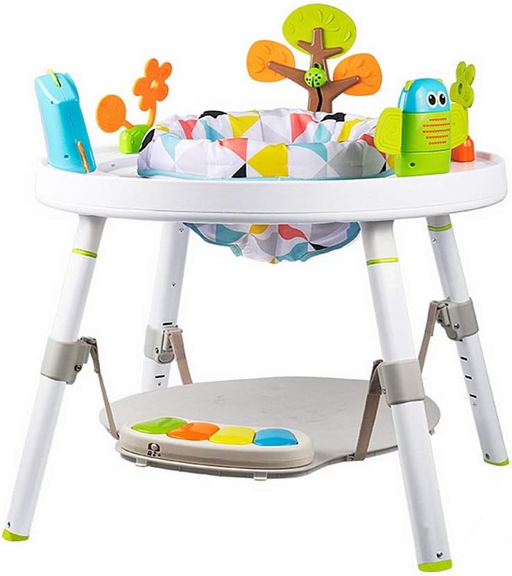 LIUXING-hm Baby Walker With Wheels Exersaucer Bounce 3-in-1 Activity Walker -Seated Or Walk-Behind Position Easy To Fold Fun Toys & Activities For Baby