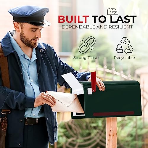 Mailbox Duraline Extra Large Mailbox - Extra Large Mailboxes For Outside With Stainless Steel Hinges - Mailbox Extra Large Capacity, Ultra-Durable Mailbox, Vandalproof Thick Puck Board Plastic, Green #TOP6