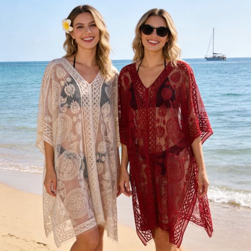 Image of Bathing Suit Cover Up for Women,V-Neck Summer Swimsuit Coverups Loose Swimwear Beach Dress for Pool Sea Party