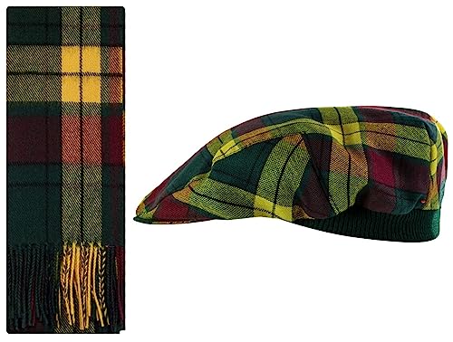 Béret casquette plate et écharpe laine d'agneau tartan MacMillan