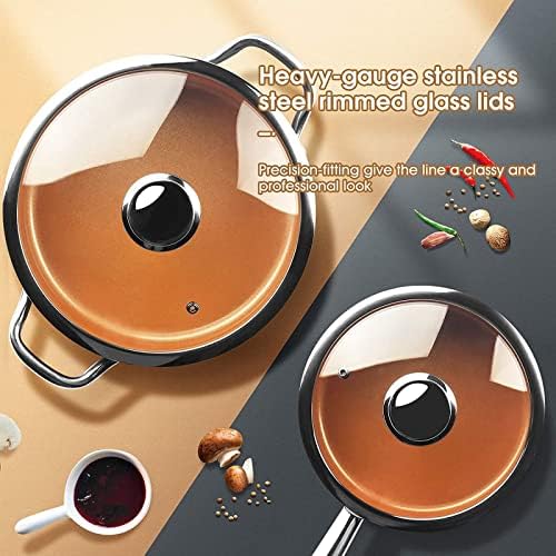 Cookware Set 9pcs Non-Stick Pots and Pans Set Ceramic Coating Frying Pan Grill Pan Sauce Pan Stockpot with Lids, Gas, Induction Compatible, Oven Safe