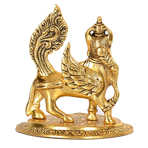 Image of KridayKraft kamdhenu nandani Cow Table Decorative Statue Gold Plated Statue for Good Luck Feng Shui & Vastu Showpiece As Table Top Religious Idol Gau MATA