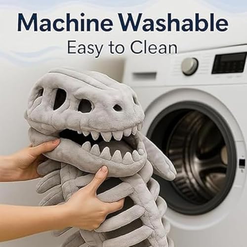 Dinosaur Skeleton Costume,3D Dinosaur Plush, Huggable Softness Skeleton Costume For Dress-Up, Parties & Photos (Grey, 31 in) - 5