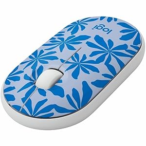 Logitech M340 Wireless Mouse with Limited Edition Prints, USB Receiver and Silent Clicks, Portable Wireless Mouse for Laptop, PC, Windows, Chrome, Surface  Blue Floral