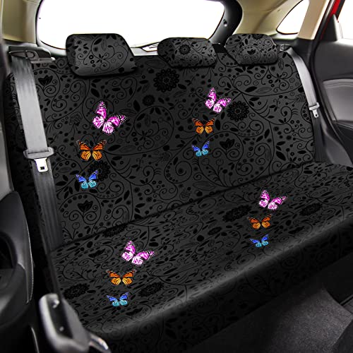 15 Pcs Butterfly Car Seat Covers Full Set Butterfly Car Seat Covers For Car Front Rear Seat Covers Steering Wheel Cover Wrist Strap Coasters Armrest Pad Shoulder Pads (Classic Butterfly Style) #TOP2