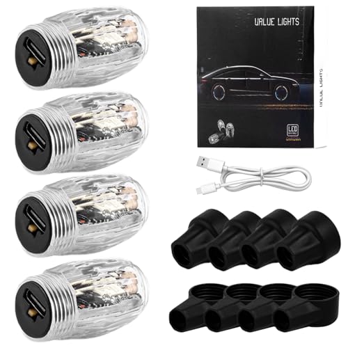 Luces de rueda LED de colores con tapa de válvula de neumático recargable 4x 4