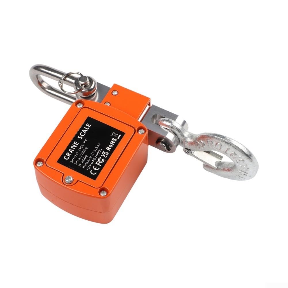 Báscula digital colgante LCD resistente (500 kg), color naranja