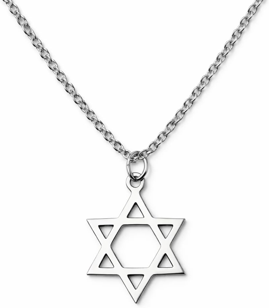 Star of David necklace for men silver tone Jewish Star pendant men's necklace stainless steel chain Jewish gift for him custom jewelry from Israel Bar Mitzva faith