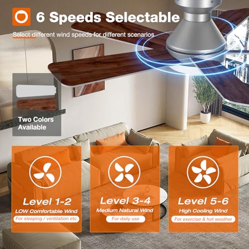 Image of addlon Ceiling Fans with Lights, 42 Inch Low Profile Ceiling Fan with Light and Remote Control, Flush Mount, Reversible, 3CCT, Dimmable, Quiet, Silver Small Ceiling Fan for Bedroom Indoor /Outdoor Use
