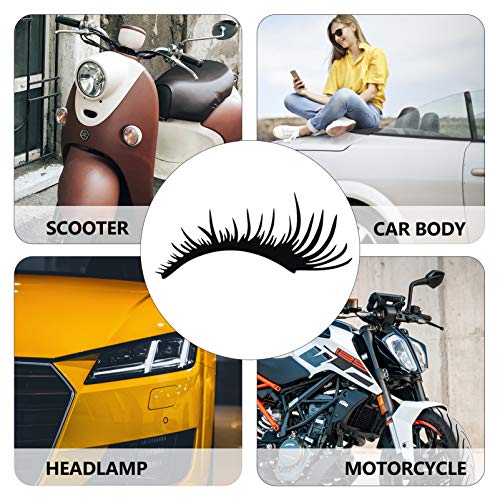 Vicasky 2 Pairs Car Headlight Eyelashes Stickers Fake Eyelash Decal Decoration For Vehicle Car Body Sticker Windshield (Black) #TOP6