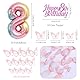 batnite Luftballon 8. Geburtstag Mädchen Rosa - Happy Birthday Banner und Riesen Bunt Folienballon Zahl 8, 3D Schmetterlinge und Tortendeko Geburtstagsdeko Ballon für 8 Jahre Geburtstag Deko