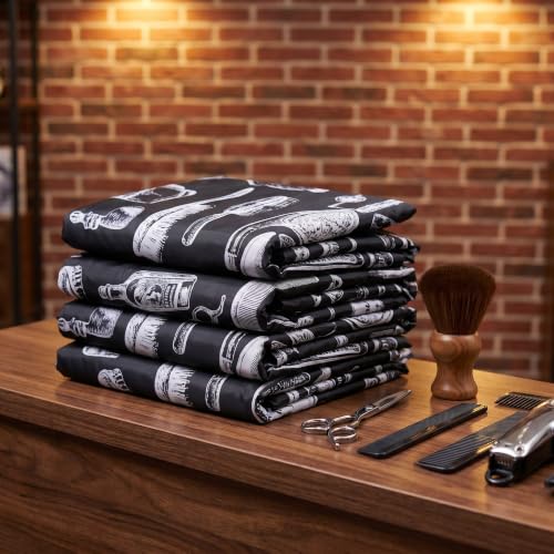 Delantal negro lavable para cortar el pelo con hebilla regulable 6