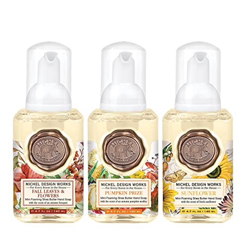 Michel Design Works Mini Foaming Soap 3-Pack Set (Fall Leaves & Flowers, Pumpkin Prize, Sunflower) #TOP13