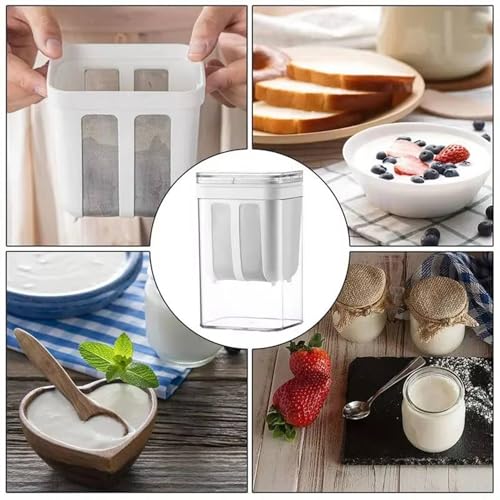 Filtre à yaourt 1100 ML avec passoire fine et boîte transparente pour cuisine - Lot de 4 - 7