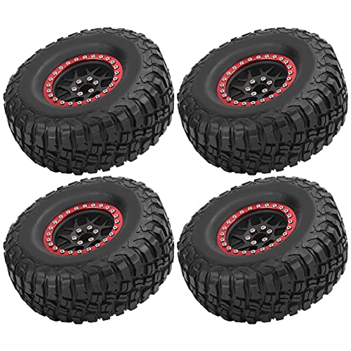 4 ruedas de goma Beadlock, 1/10 RC Crawler Car Tires, Skid with y Wheel Hub, Grip Rubber Tires for, D90 RC Car (negro)
