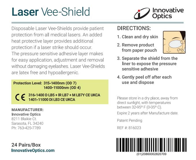 Innovative Optics Laser Eye Shields: Advanced Disposable Vee-Shields Engineered for Professional Eye Protection - 24 works per Box - Image 4