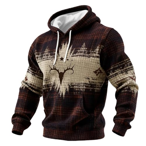 Sweat a capuche homme rétro style western cowboy décontracté à manches longues pull homme