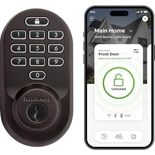 Kwikset 99380-002 Halo Wi-Fi Smart Lock Keyless Entry Electronic Keypad Deadbolt Featuring SmartKey Security, Venetian Bronze