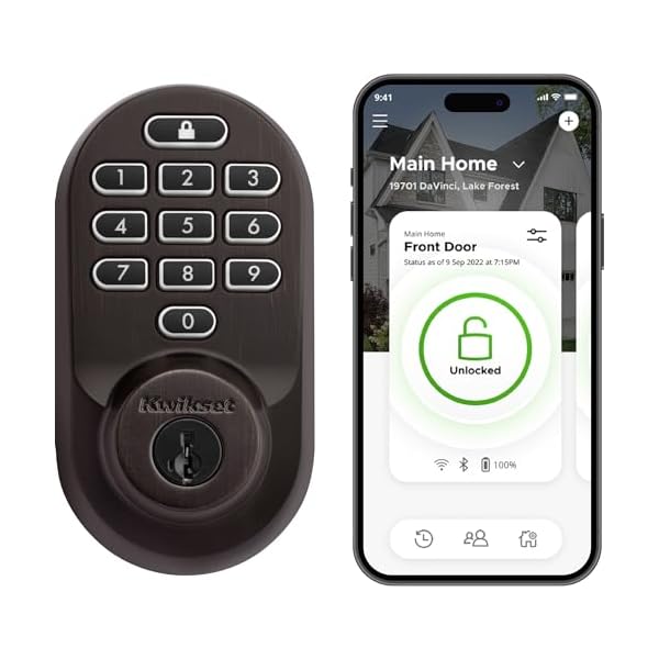 Kwikset 99380-002 Halo Wi-Fi Smart Lock Keyless Entry Electronic Keypad Deadbolt Featuring SmartKey Security, Venetian Bronze