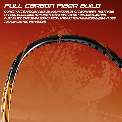 Image of Li-Ning Axforce Tiger Strung Badminton Racquet for Professional Players| 32 LBS Max Tension | Head Heavy | 7mm Flexible Shaft | Carbon Fibre Frame