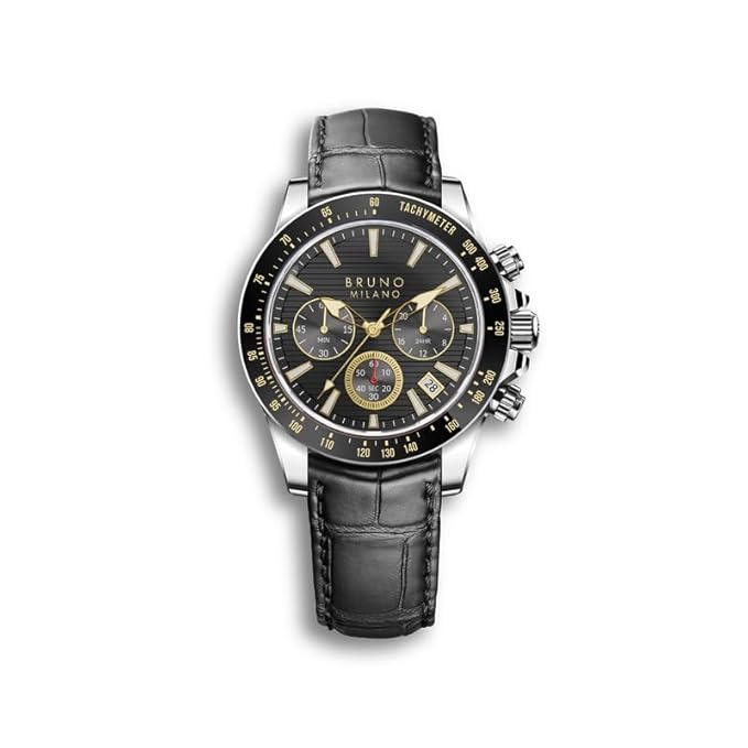 BRUNO MILANO Elegant Masterpiece Chronograph Movement with Croco Leather Band Watch for Men and Boys