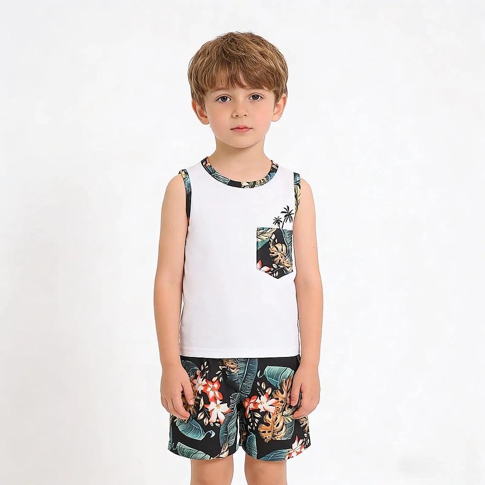 2-7 T Toddler Baby Boy Outfits Shorts Sleeve Summer Beach Cocos T Shirts + Shorts Clothing Set - Image 2