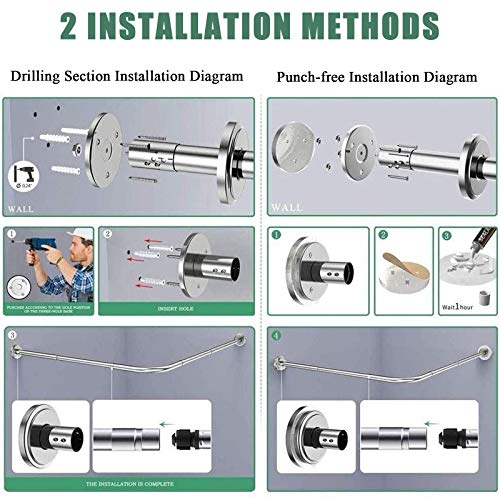 Tringle rideau douche extensible 120-165 barre courbe inox L