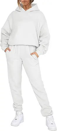 Caracilia Women 2 Piece Outfits Hoodie Sweatshirt Tracksuit Oversized Jogger Sweatpants Lounge Matching Sweatsuit Set