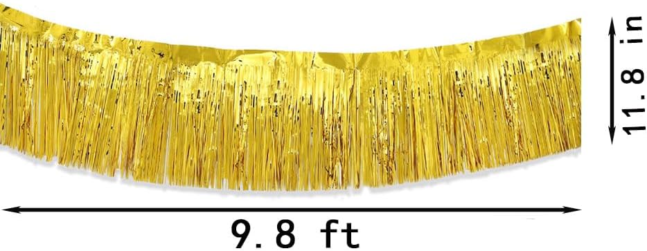 Parade Float Decorations - Gold Fringe Banners & Garlands, 11.8 in x 9.8 ft, 4 Pack