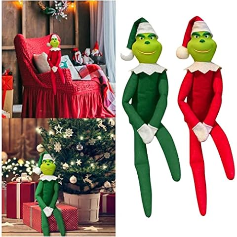 NESKTS 12 Inch Grinch Stuffed ​Animal,2pcs Green Monster Plush Doll Christmas Grinch Decorations Grinch On The Shelf Christmas Decoration Cover