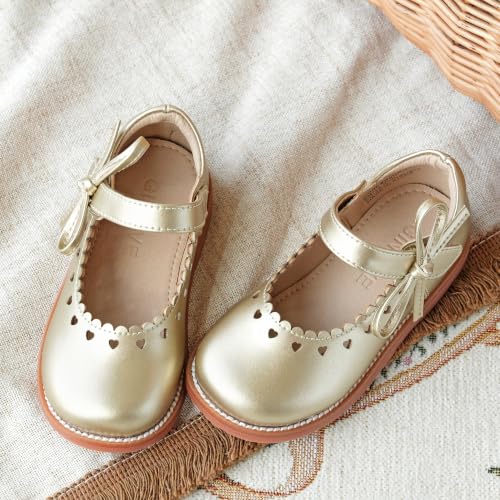 Image of GINFIVE Toddler Girls Dress Shoes Little Kids Flats School Mary Janes Shoes