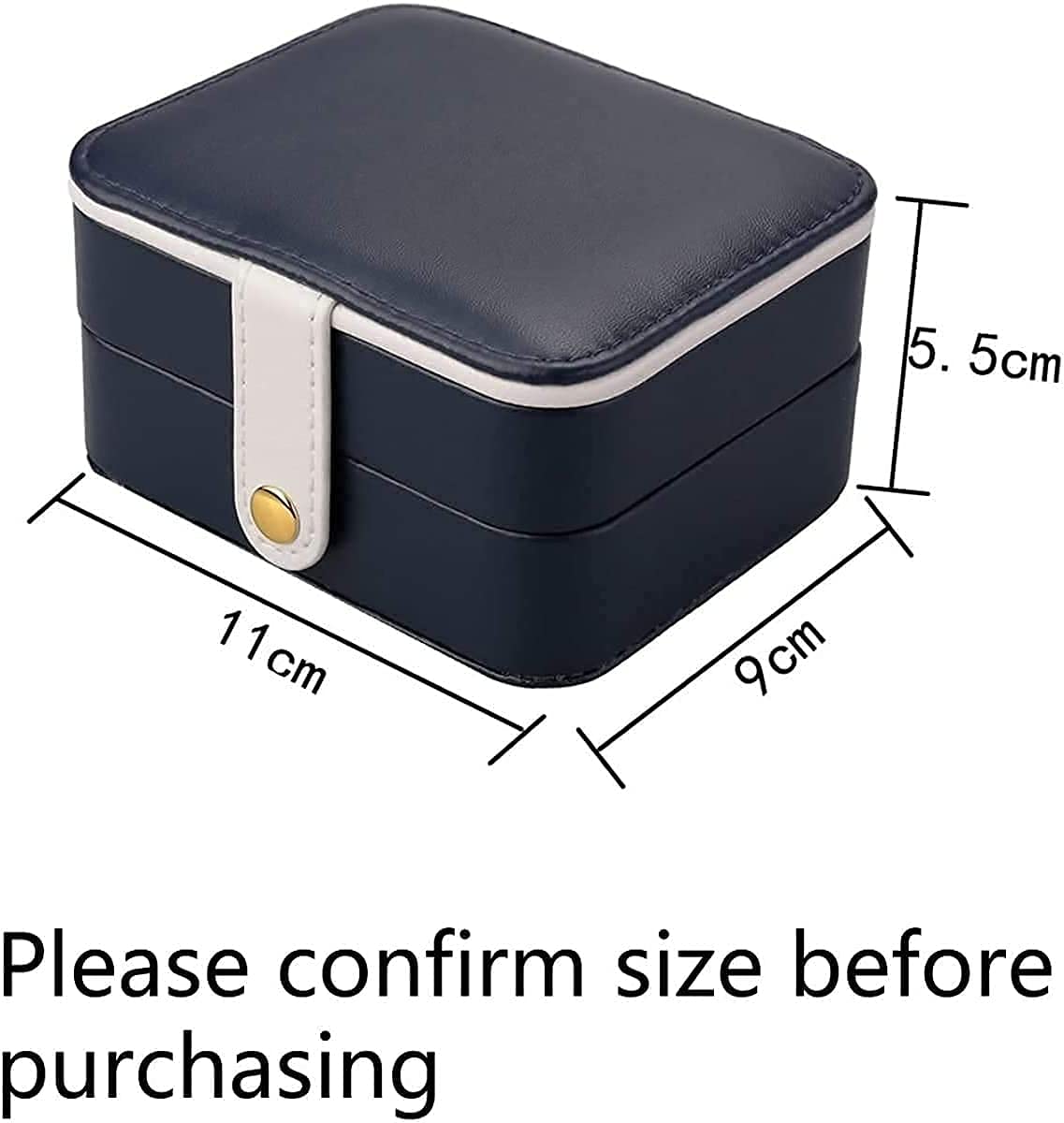 2 Tier with Mirror for Earrings Necklace Jewelry Bracelet Organizer Jewellery Storage Box (White) (Darkblue)
