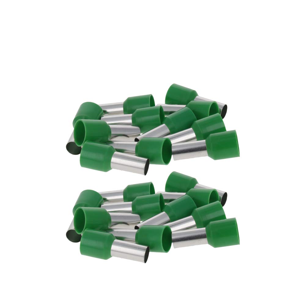 Fielect 500Pcs AWG5 Ferrule Crimper Plier Insulated Crimp Pin Terminal Cord End Terminals, Wire Ferrules Terminals, Wire Connector, Insulated Cord Pin End Terminal 16mm² Green