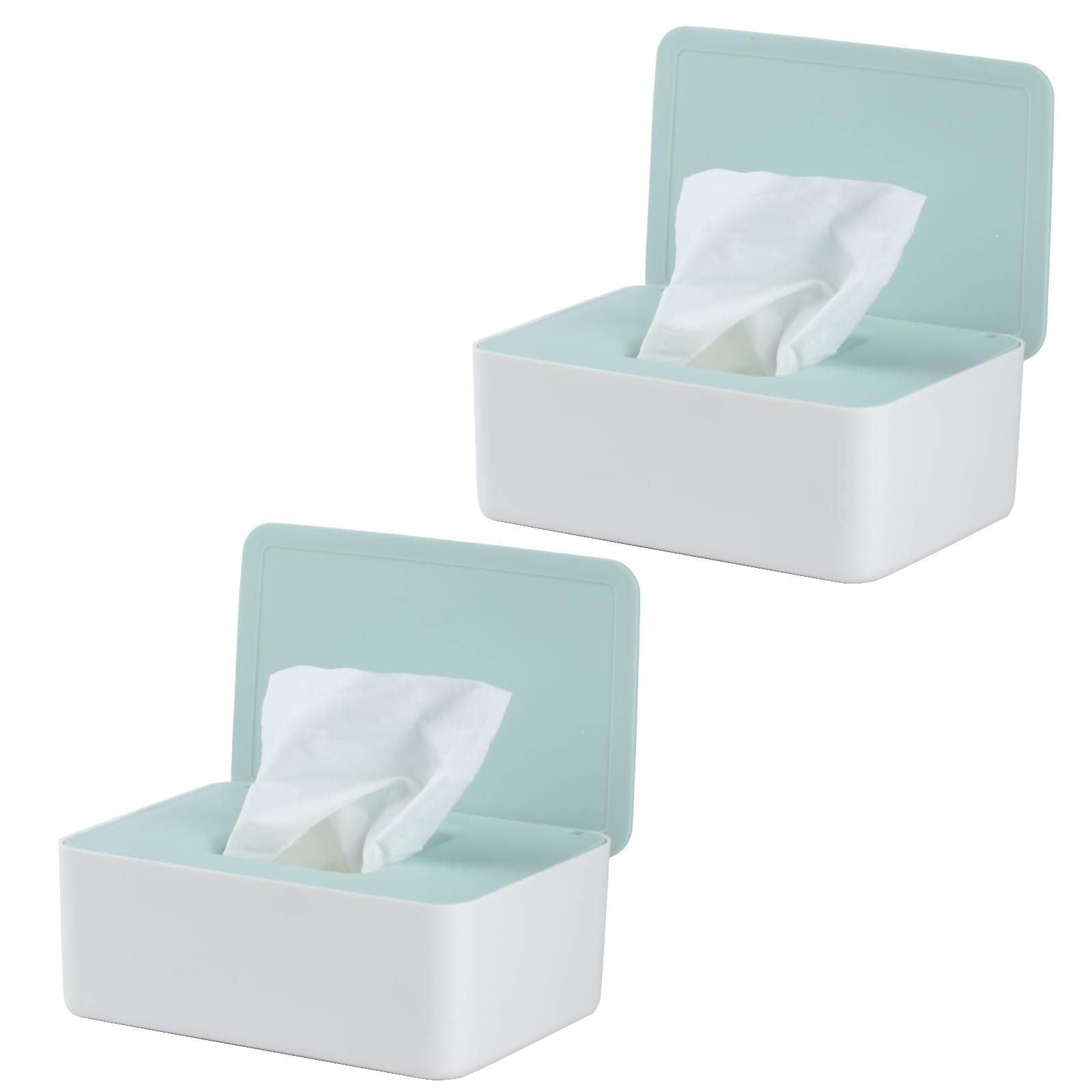 2-teiliges Feuchttücher-Aufbewahrungsbox-Set mit Deckel, Spenderhalter-Etui für Toilettenpapier Servietten, Home Office Schreibtisch - Grün (Grün-2)