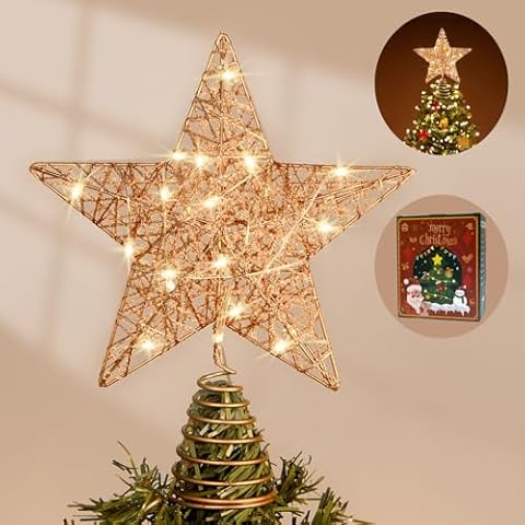 Rose Gold Christmas Tree Topper with Lights Cover