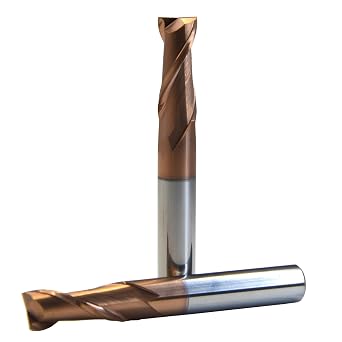 2Pcs/Set Solid Carbide Square Flat End Milling Cutter,2 Flute,Coating,CNC Lathe Mill Bit for Hardened Steels for Hardened Steels, 0.25mmMill Dia-0.5mmLg.of Cut-4mmSHK Dia-50mmOAL