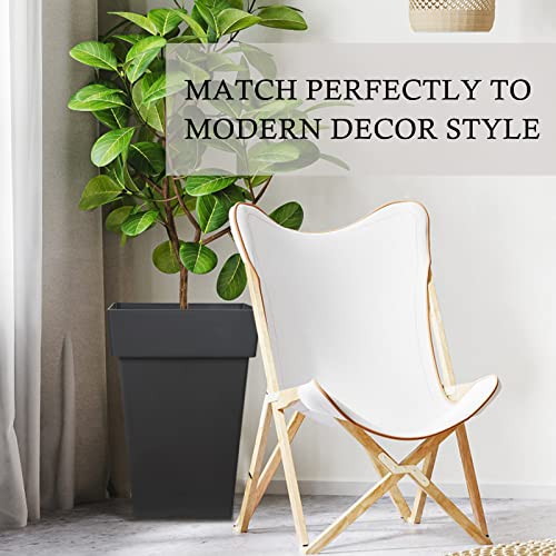 Kubvici Tall Planters For Outdoor Plants, 20 Inch Movable Drainage Large Outdoor Planter Indoor Planters, Set Of 2 Plastic Outdoor Planters For Front Porch Door Garden Balcony Deck, Dark Gray 20" #TOP5