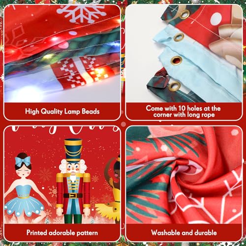 Tatuo 7 x 16 ft Christmas Nutcracker Garage Door Banner Cover with LED String Light Large Merry Christmas Backdrop Decorations Xmas Photography Background for Winter Photo Props Wall Hanging Decor by Tatuo - Image 3