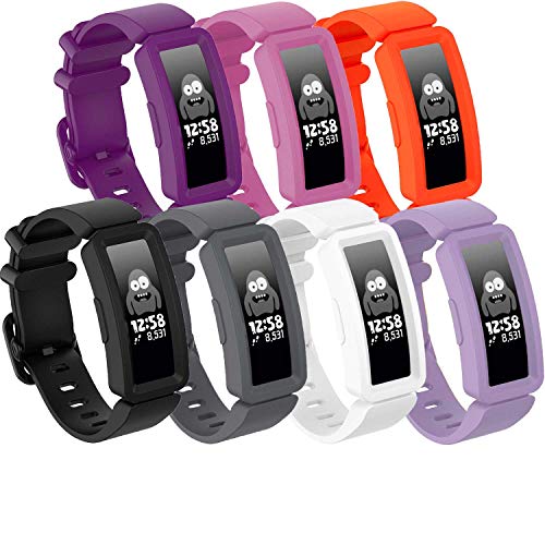 GVFM Compatible with Fitbit Ace 2 Bands for Kids 6+, Soft Silicone Bracelet Accessories Sport Strap Boys Girls bands Compatible for Fitbit Ace 2 (7- 2)