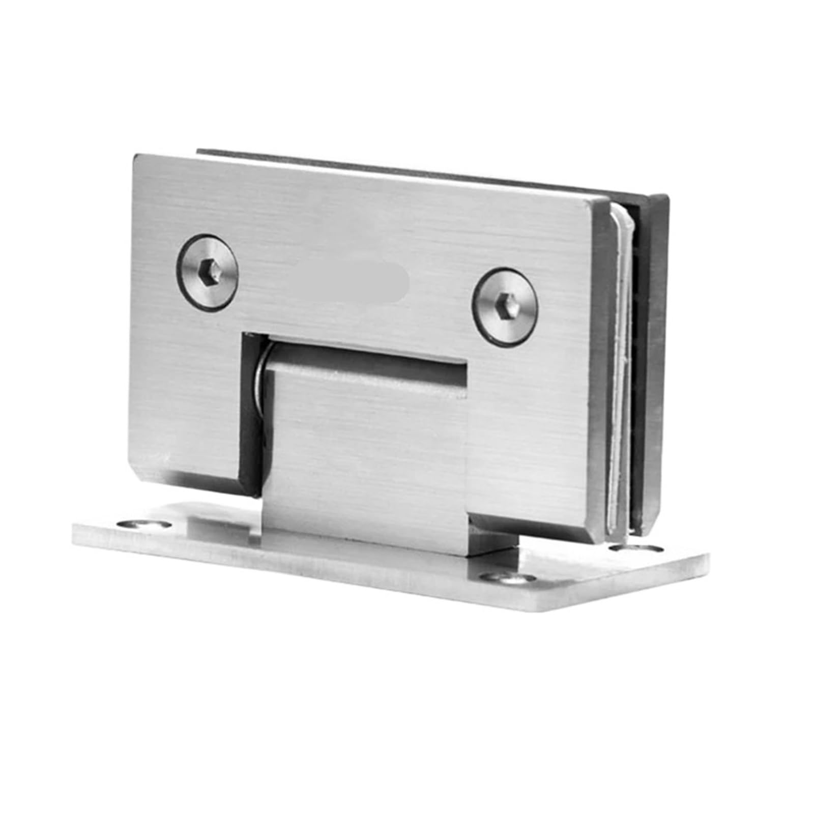Hinges, Shower Room Tempered Glass Door Hardware Hinge Bathroom Clip Cast Solid(90 Brushed Silver)