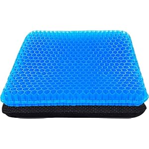 Rraycom Gel-zitkussen Nieuw dubbele dikte stoelkussen, antisliphoes, ademende honingraat, rugpijnverlichting voor kantoor, auto, rolstoel