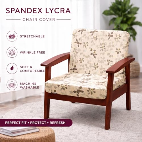 Image of STITCHNEST 'Contour Fit Series' Stretchable Printed Wooden Sofa Cover (Pack of 6) - Elastic Wooden Chair Cover | Wooden Sofa Seat Cover | Size - 20-21 x 20-21 x 3-5 in