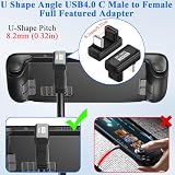 QIANRENON PD240 W USB4.0 C szybkie ładowanie złącze w kształcie litery U 80 Gbps USB typu C wtyczka na gniazdo 180° kąt danych adapter USB C pełna funkcja U Shape Plug 8K, do smartfonów Steam Deck, 2