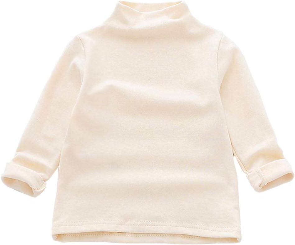 MODNTOGA Kids Baby Girls Basic Solid Color Turtleneck T-Shirt Tops Long Sleeve Clothes