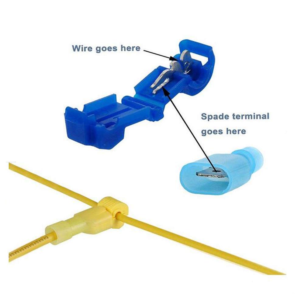 Upgraded 120 PCS T-Tap Wire Connectors, Self-Stripping Quick Splice Electrical Wire Terminals, Insulated Male Quick Disconnect Spade Terminals Assortment Kit with Storage Case-60 Pairs