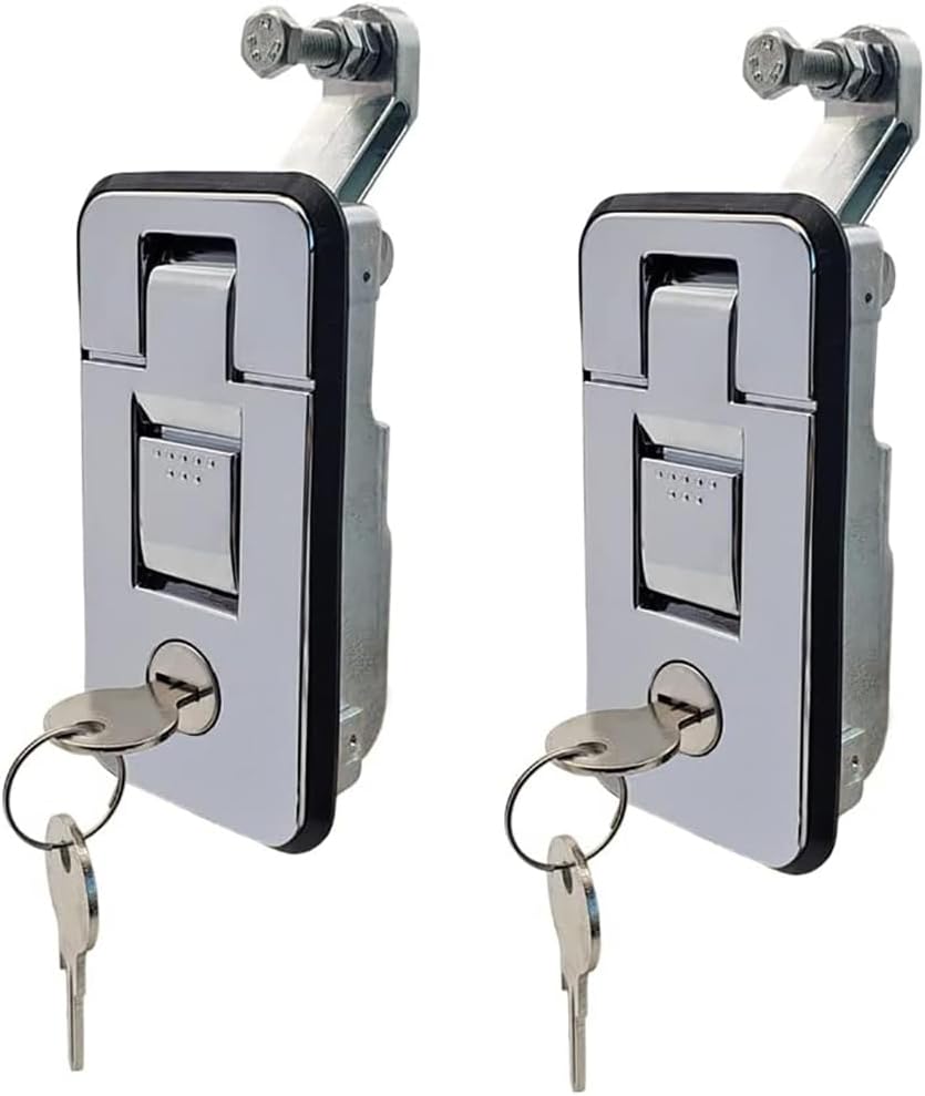 2 Sets Compression Latch with Keys, Adjustable Lever Hand Operated Compression Latch for RV Camper Boat Truck (109mm*56mm, L, Chrome)