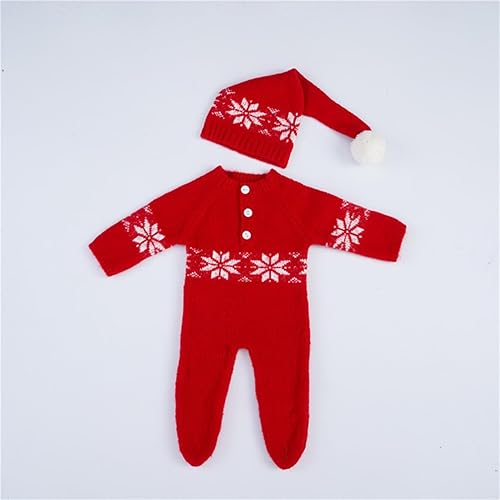 Vista 122 de Ropa de Navidad para recién nacido, accesorios para sesión de fotos, ropa de ganchillo, pantalones de sombrero rojo de Papá Noel, accesorios