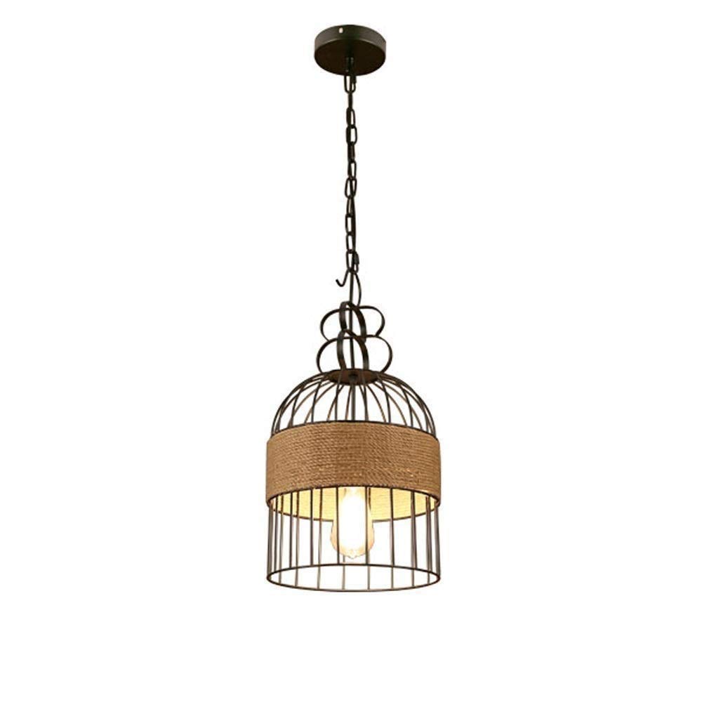 Plafonnier cage de style industriel rétro en corde de chanvre - 8